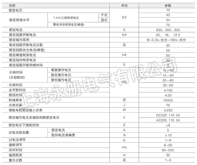 ZW8-12C戶外高壓真空斷路器的技術(shù)參數(shù)